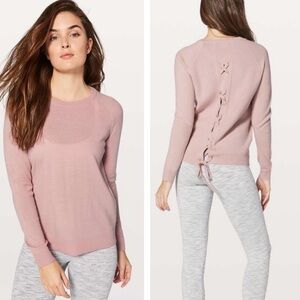 Lululemon Tied To You Sweater Misty Pink Merino Wool Balletcore Sz 8